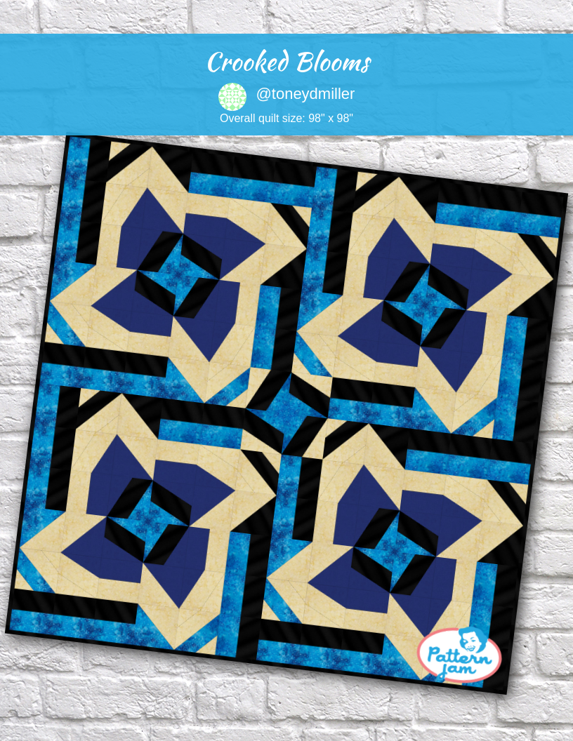Crooked Blooms - custom quilt designed by &#64;toneydmiller using PatternJam quilt design software