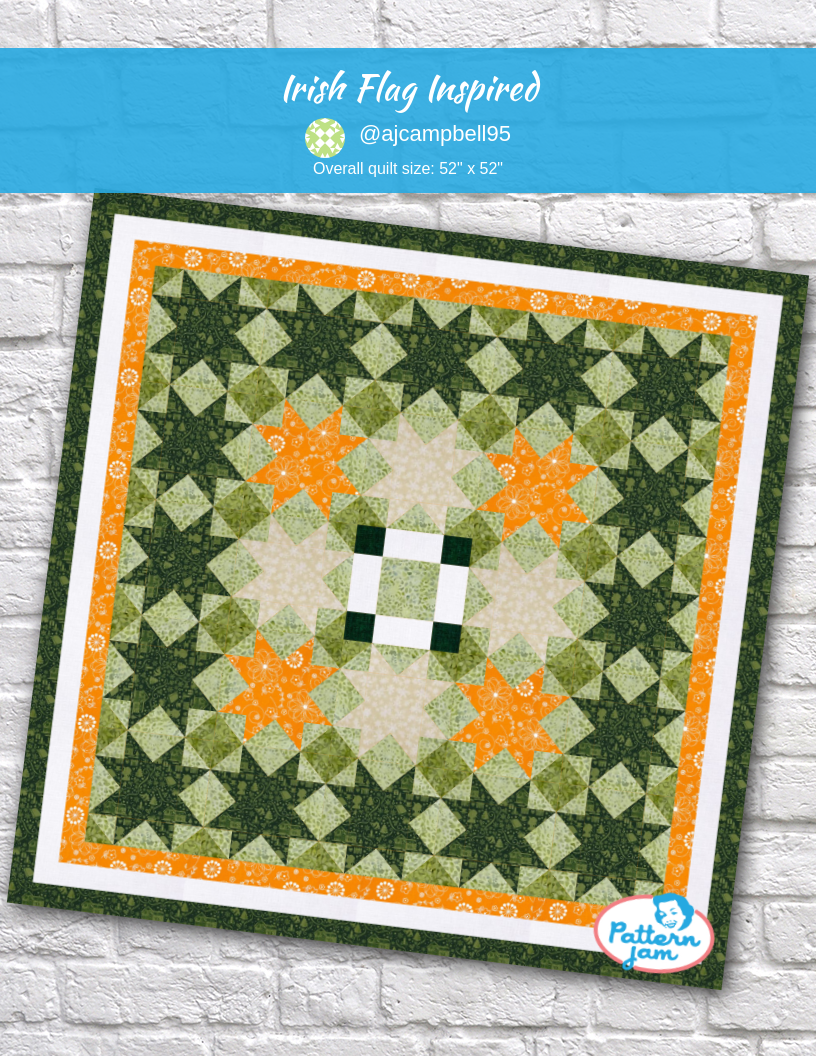 Irish flag inspired - custom quilt designed by &#64;ajcampbell95 using PatternJam quilt design software