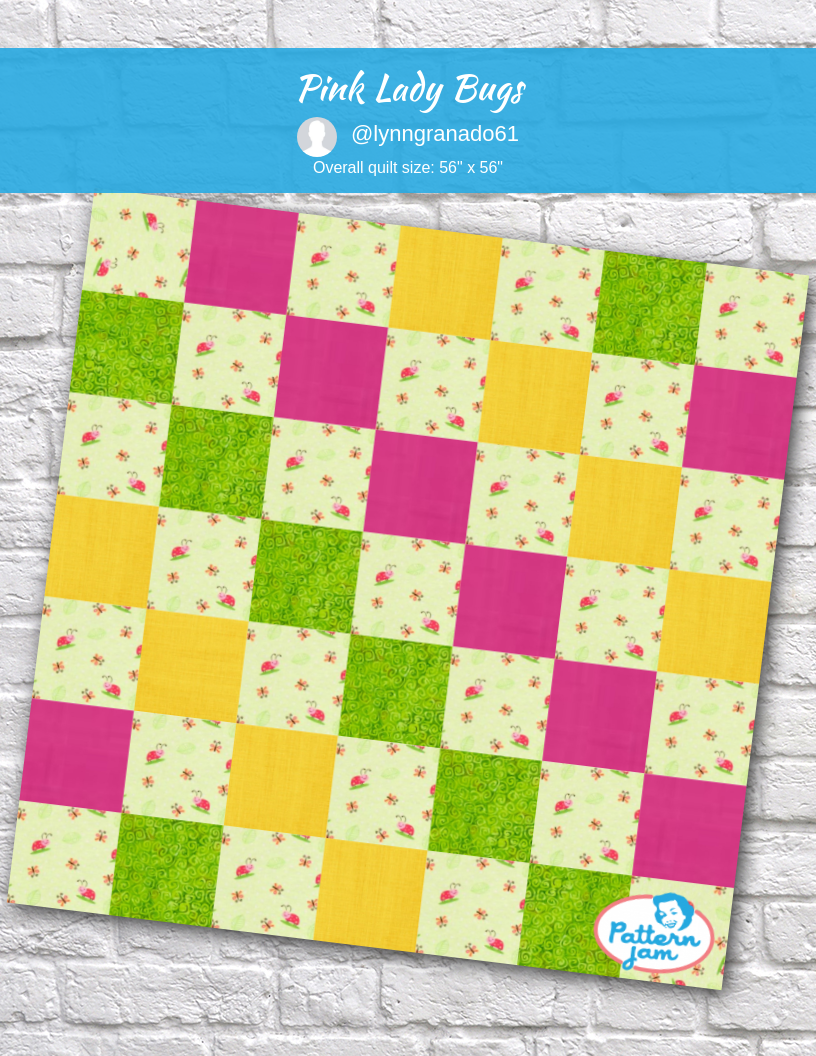 pink lady bugs - custom quilt designed by &#64;lynngranado61 using PatternJam quilt design software