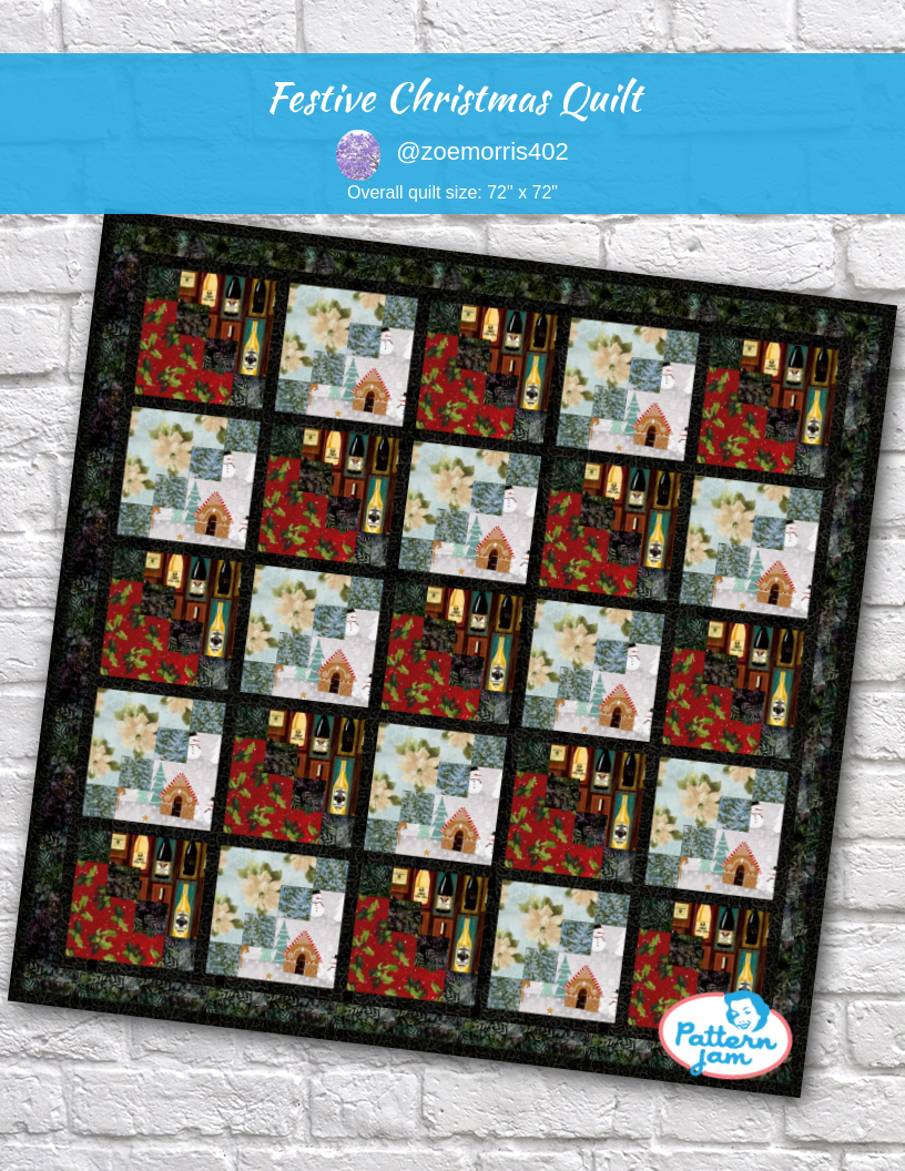 festive Christmas quilt - custom quilt designed by &#64;zoemorris402 using PatternJam quilt design software