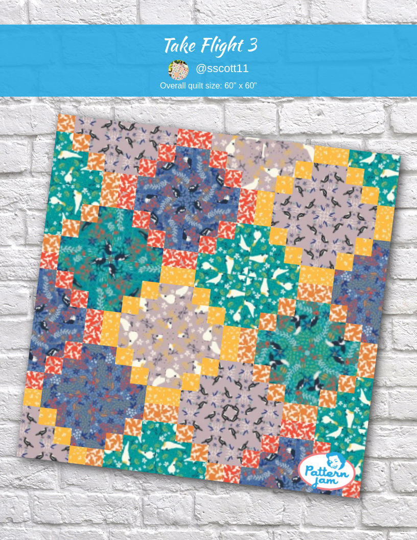Take flight 3 - custom quilt designed by &#64;sscott11 using PatternJam quilt design software