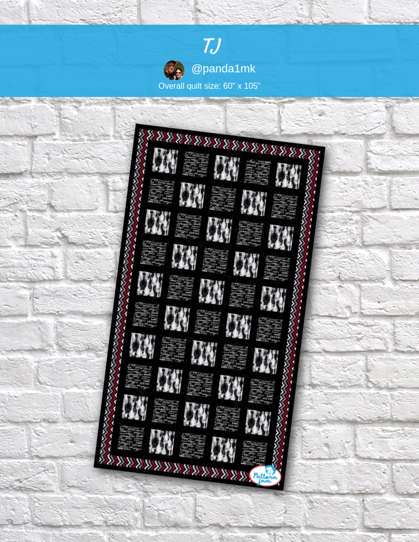 TJ - custom quilt designed by &#64;panda1mk using PatternJam quilt design software
