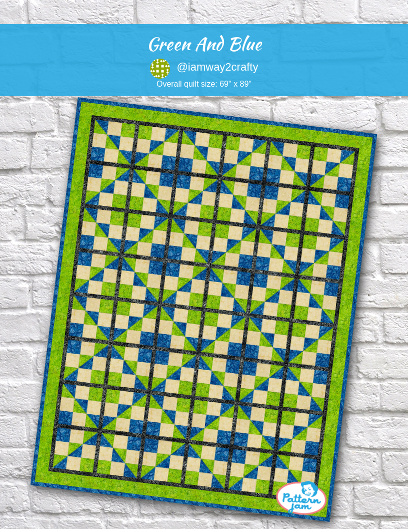 Green and blue - custom quilt designed by &#64;iamway2crafty using PatternJam quilt design software