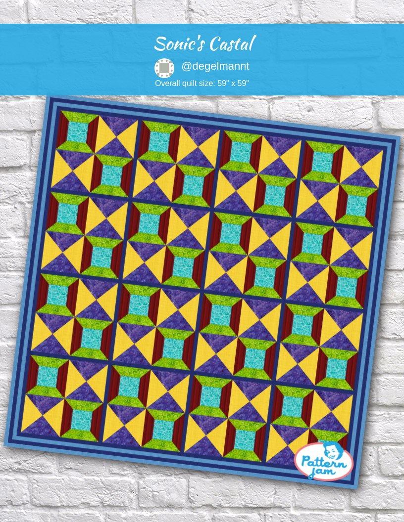 Sonic's Castal - custom quilt designed by &#64;degelmannt using PatternJam quilt design software