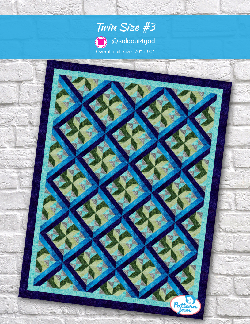 Twin size #3 - custom quilt designed by &#64;soldout4god using PatternJam quilt design software