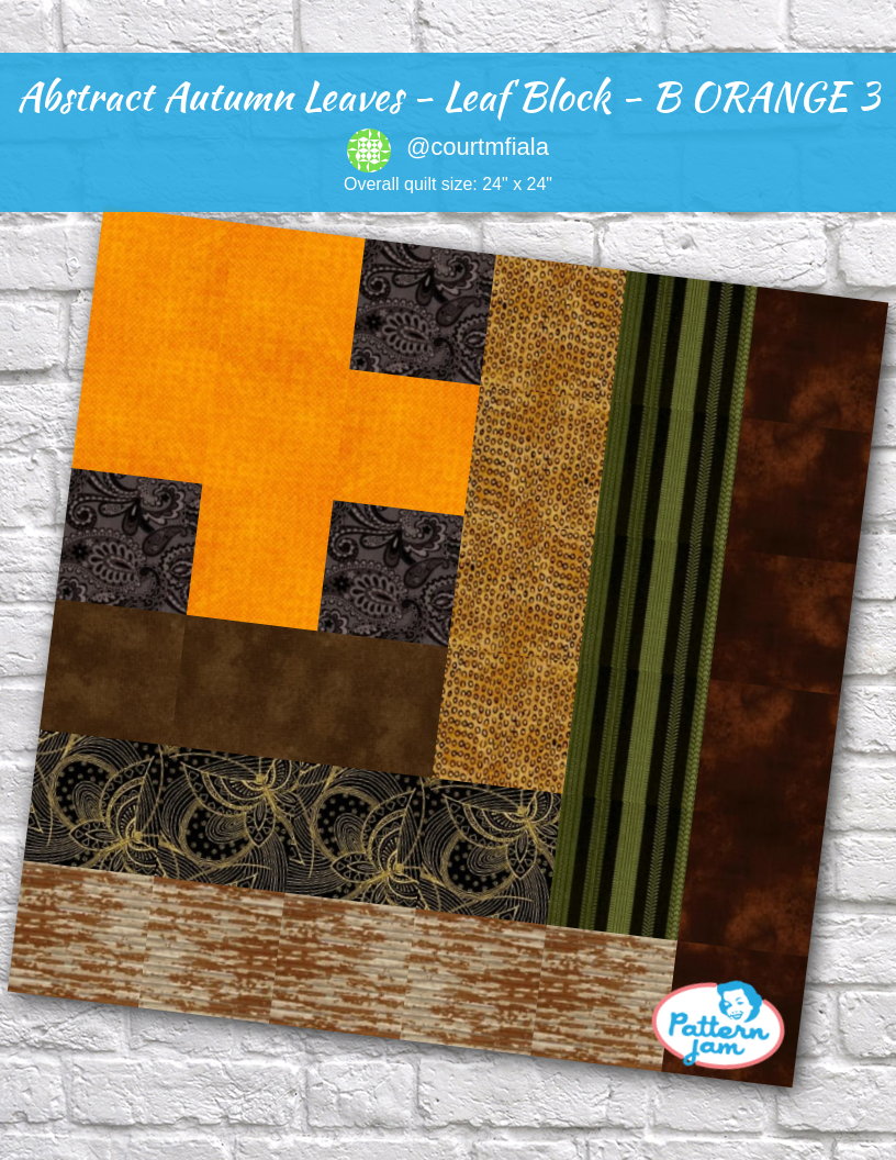 Abstract autumn leaves - leaf block - B ORANGE 3 - custom quilt designed by &#64;courtmfiala using PatternJam quilt design software