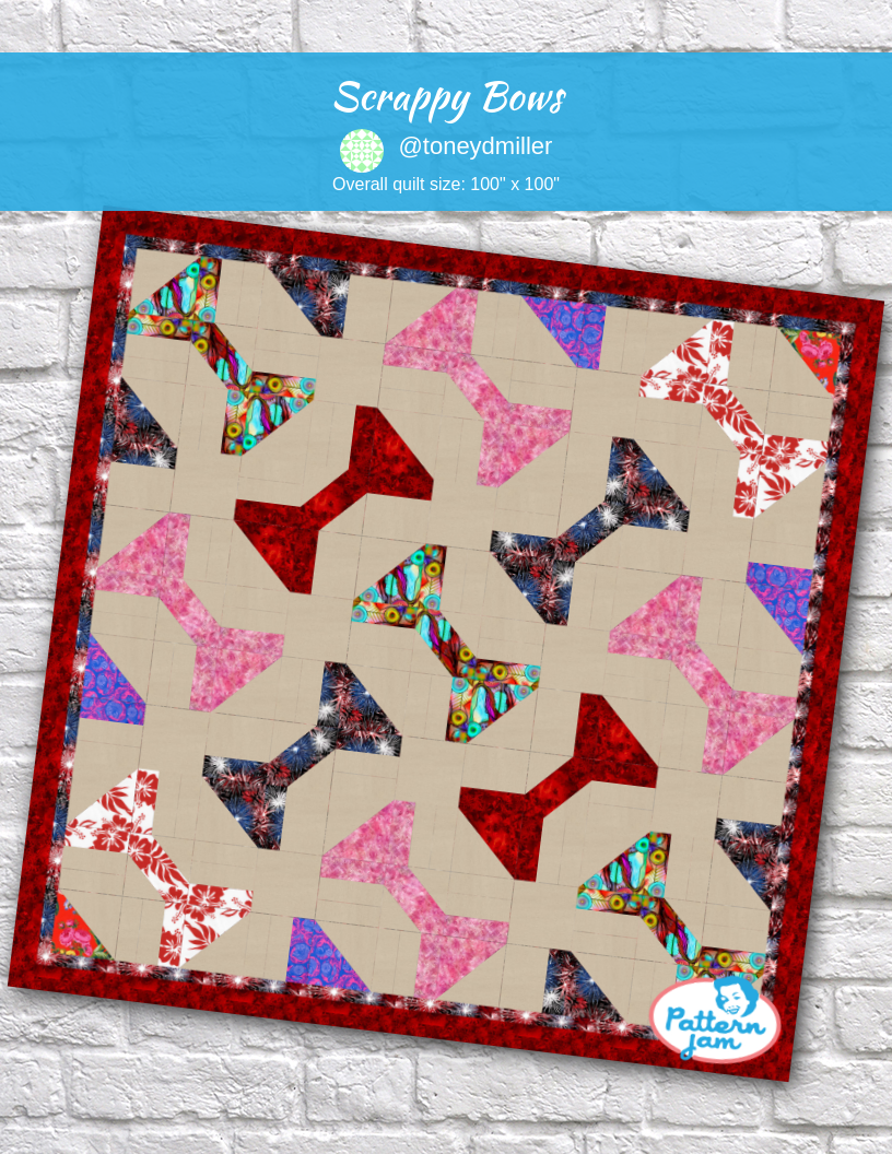 Scrappy Bows - custom quilt designed by &#64;toneydmiller using PatternJam quilt design software