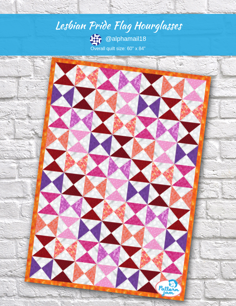 Lesbian Pride Flag Hourglasses - custom quilt designed by &#64;alphamail18 using PatternJam quilt design software