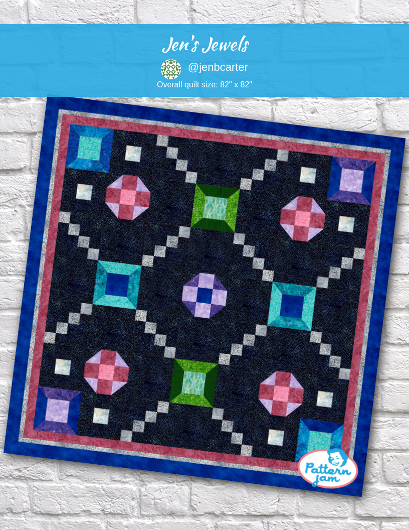 Jen's Jewels - custom quilt designed by &#64;jenbcarter using PatternJam quilt design software