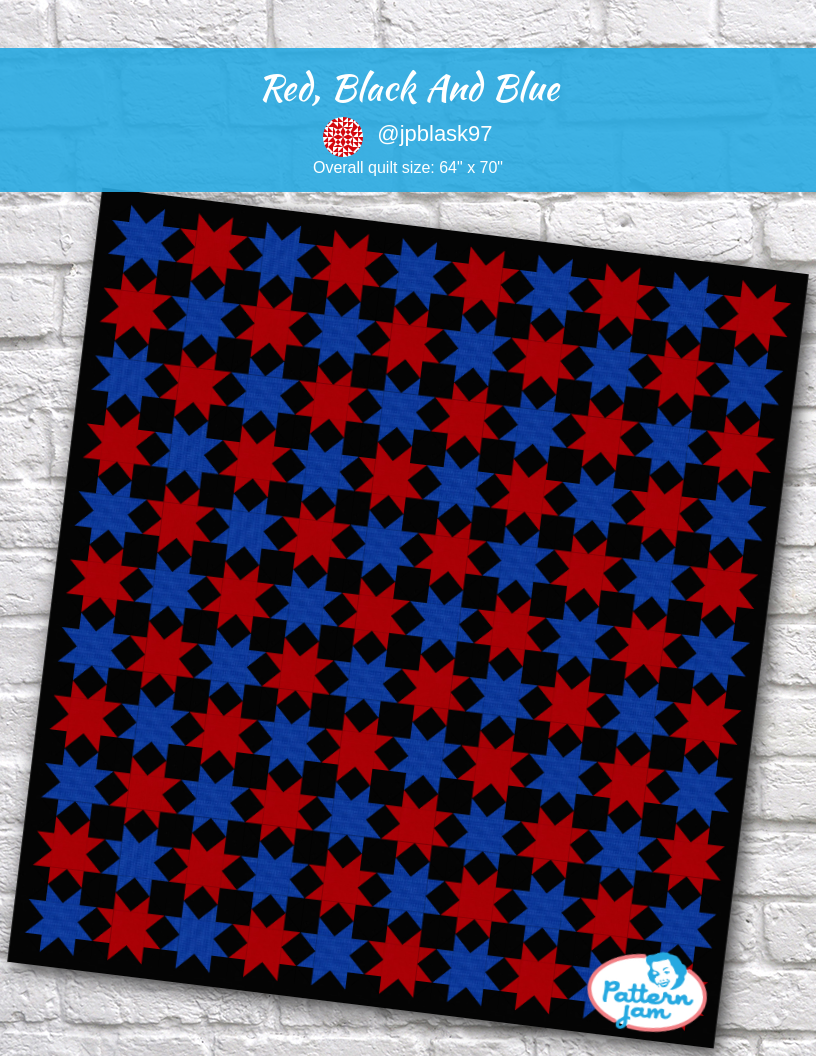 Red, Black and Blue - custom quilt designed by &#64;jpblask97 using PatternJam quilt design software