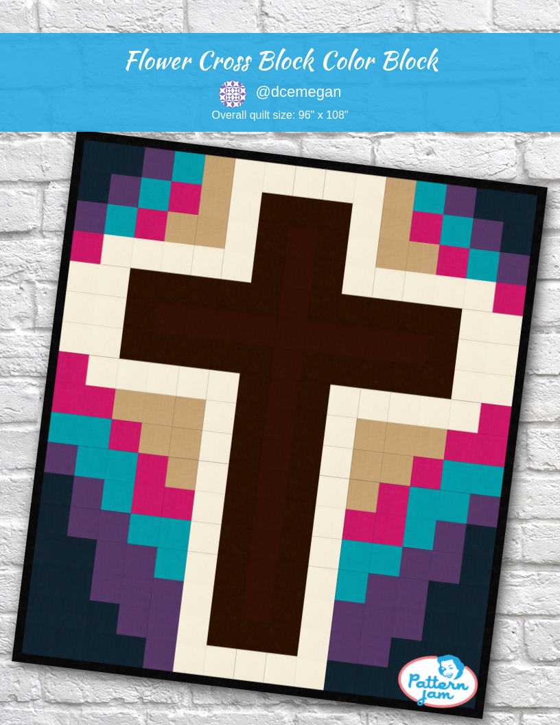 Flower Cross Block Color Block - custom quilt designed by &#64;dcemegan using PatternJam quilt design software