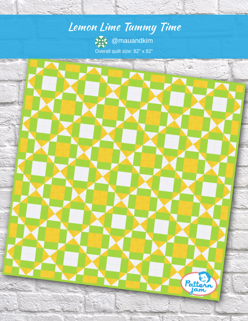 Lemon Lime Tummy Time - custom quilt designed by &#64;mauandkim using PatternJam quilt design software