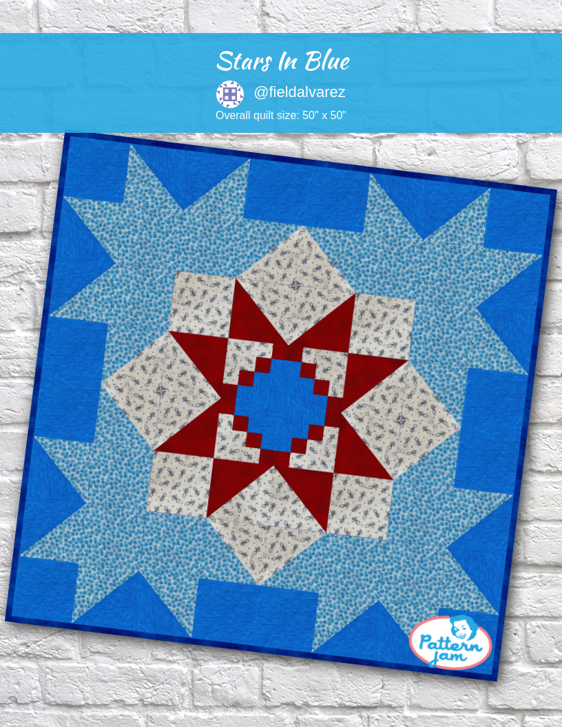 Stars in Blue - custom quilt designed by &#64;fieldalvarez using PatternJam quilt design software