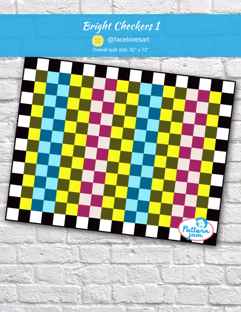 bright checkers 1 - custom quilt designed by &#64;facelovesart using PatternJam quilt design software