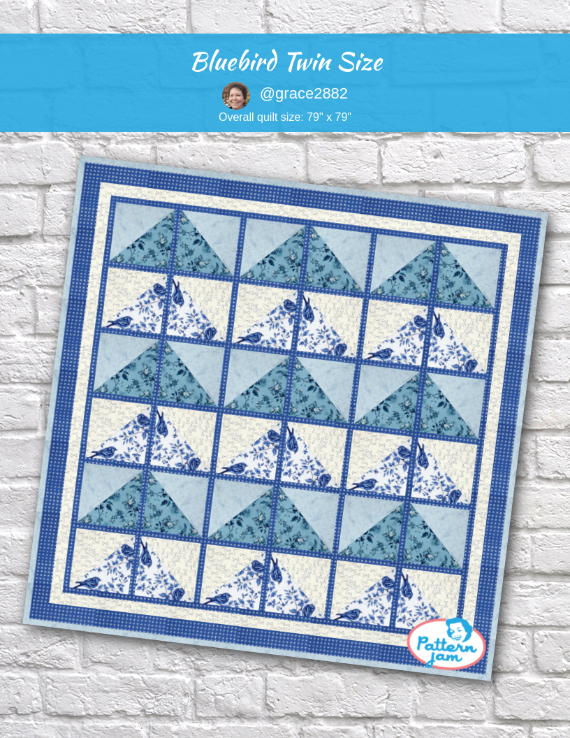 Bluebird twin size - custom quilt designed by &#64;grace2882 using PatternJam quilt design software