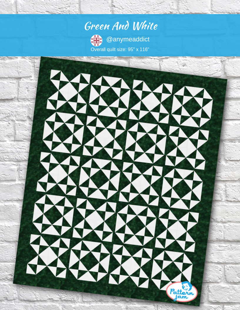 Green and White - custom quilt designed by &#64;anymeaddict using PatternJam quilt design software