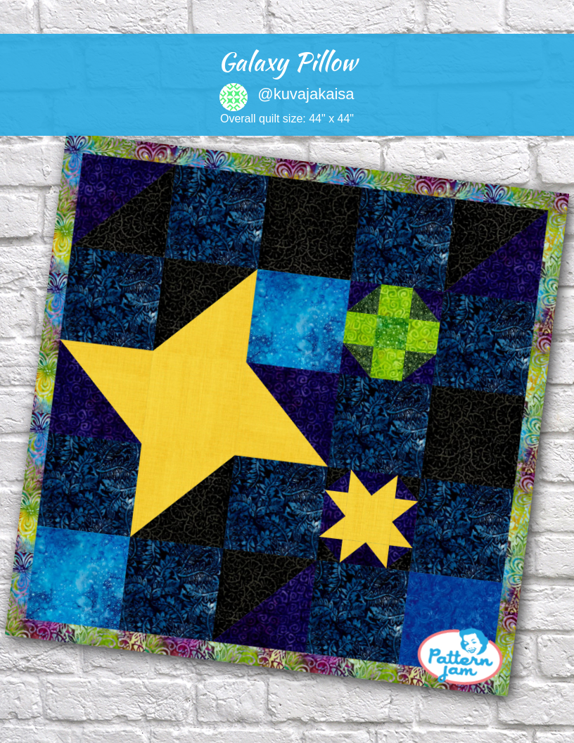 galaxy pillow - custom quilt designed by &#64;kuvajakaisa using PatternJam quilt design software