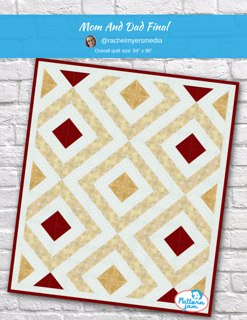Mom and Dad final - custom quilt designed by &#64;rachelmyersmedia using PatternJam quilt design software
