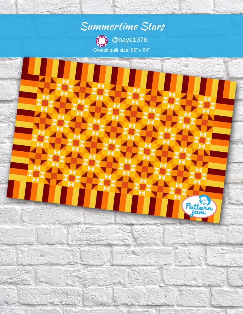 Summertime Stars - custom quilt designed by &#64;baye1976 using PatternJam quilt design software
