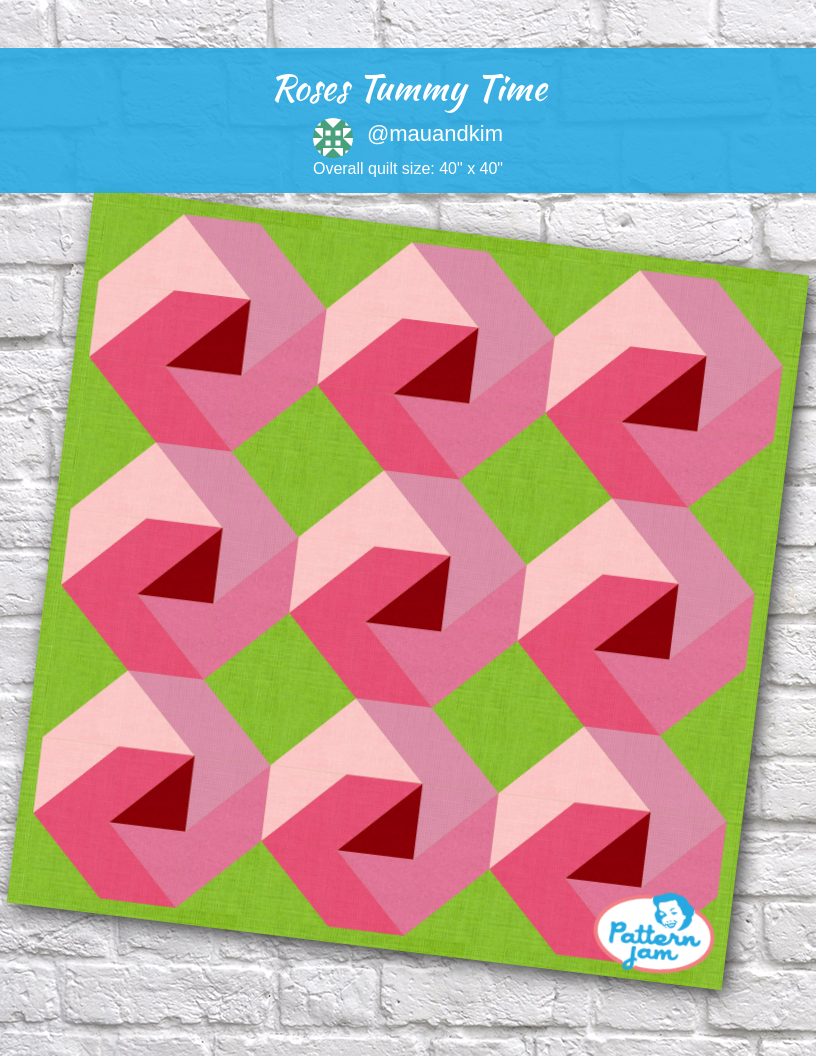 Roses Tummy Time - custom quilt designed by &#64;mauandkim using PatternJam quilt design software