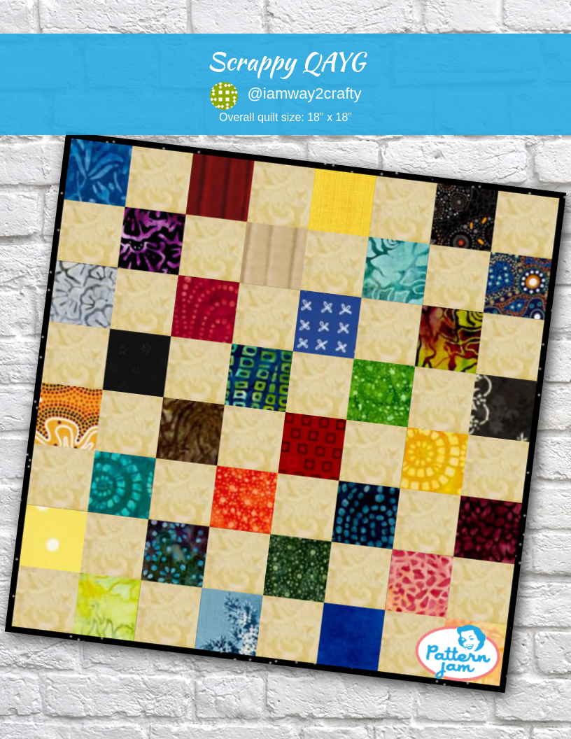 Scrappy QAYG - custom quilt designed by &#64;iamway2crafty using PatternJam quilt design software