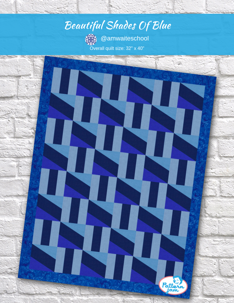 Beautiful Shades Of Blue - custom quilt designed by &#64;amwaiteschool using PatternJam quilt design software