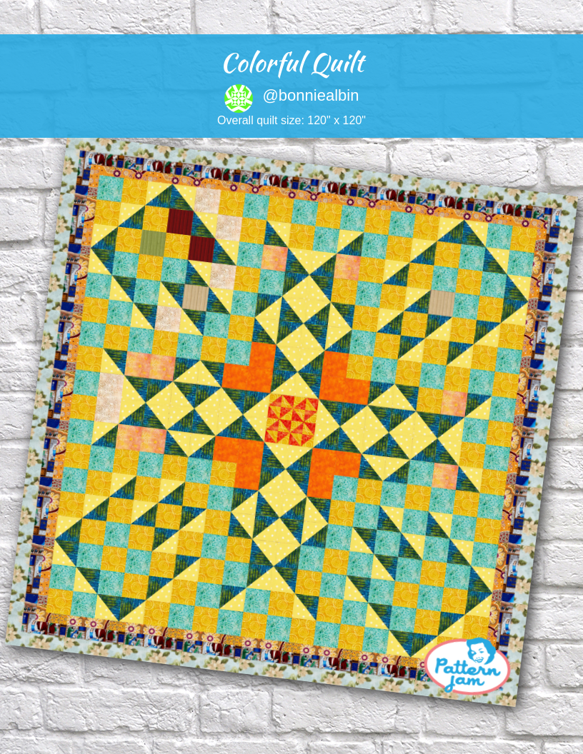 colorful quilt - custom quilt designed by &#64;bonniealbin using PatternJam quilt design software