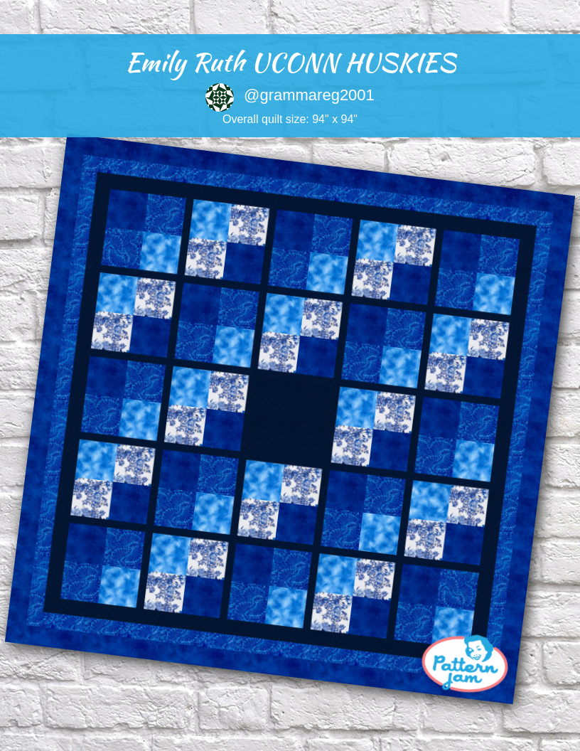 Emily Ruth UCONN HUSKIES - custom quilt designed by &#64;grammareg2001 using PatternJam quilt design software
