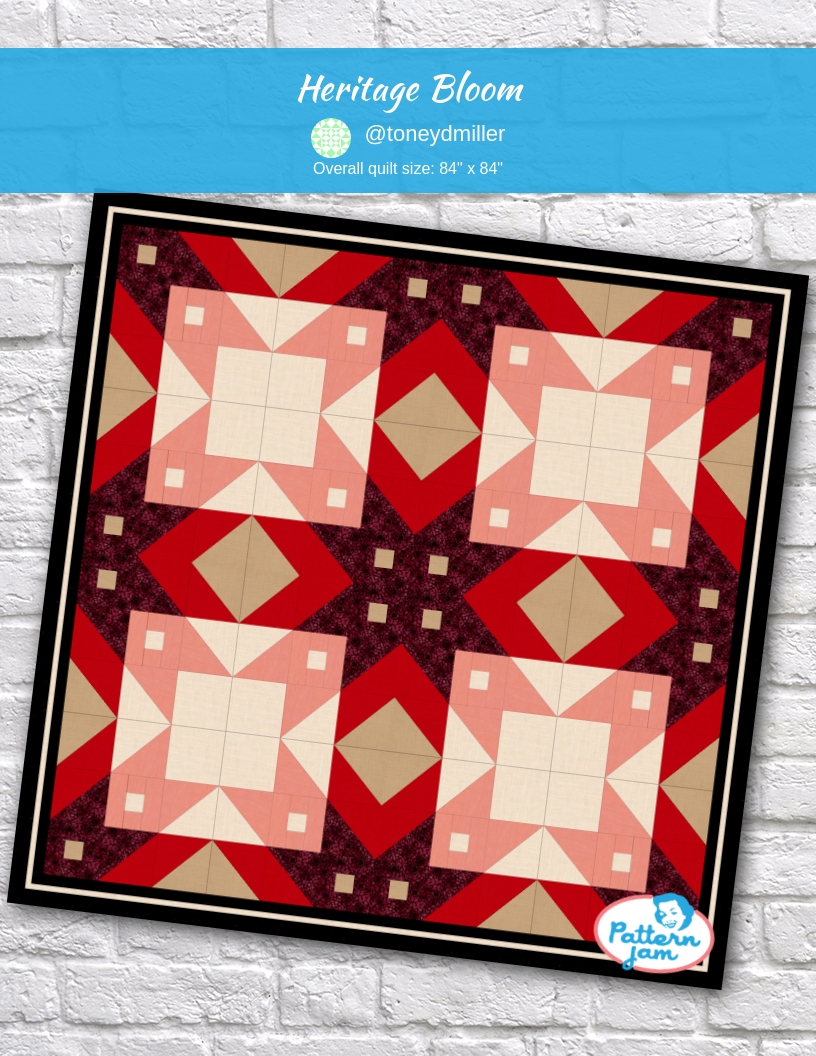 Heritage Bloom - custom quilt designed by &#64;toneydmiller using PatternJam quilt design software