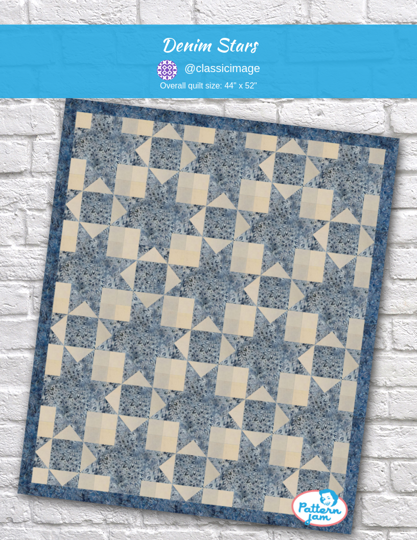 Denim Stars - custom quilt designed by &#64;classicimage using PatternJam quilt design software
