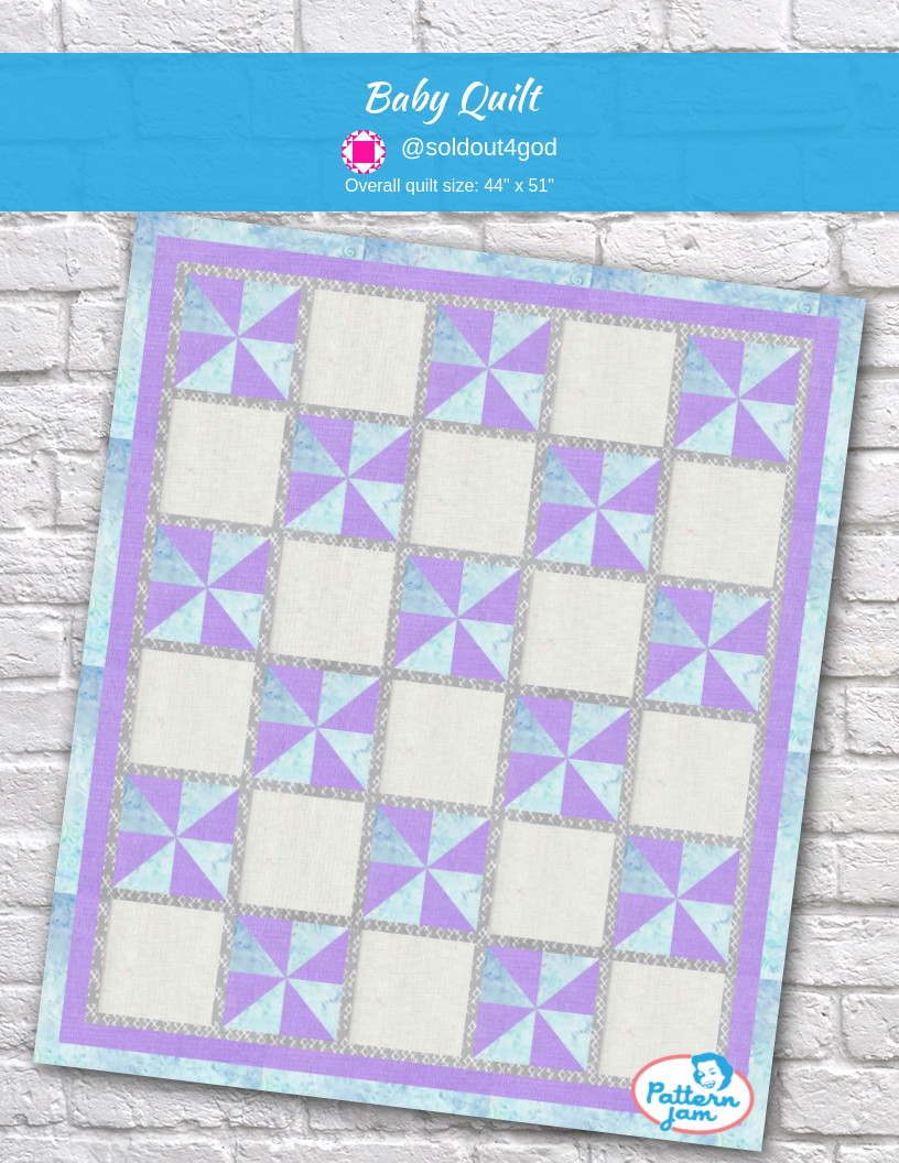 Baby Quilt - custom quilt designed by &#64;soldout4god using PatternJam quilt design software