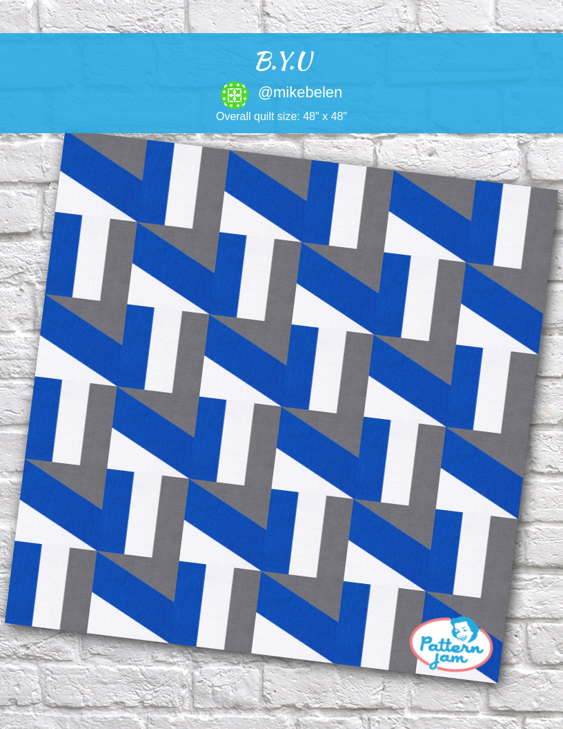 B.Y.U - custom quilt designed by &#64;mikebelen using PatternJam quilt design software