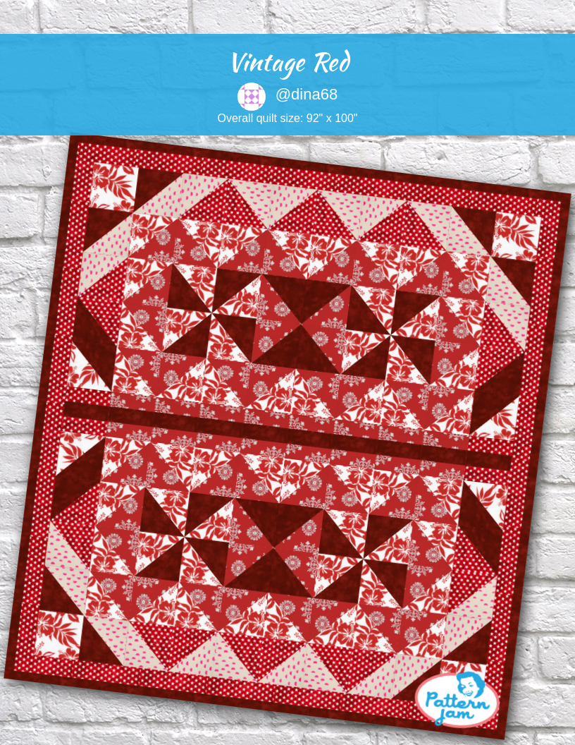 Vintage red - custom quilt designed by &#64;dina68 using PatternJam quilt design software