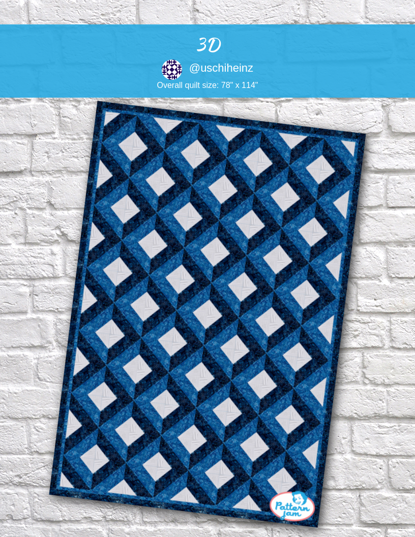 3D - custom quilt designed by &#64;uschiheinz using PatternJam quilt design software