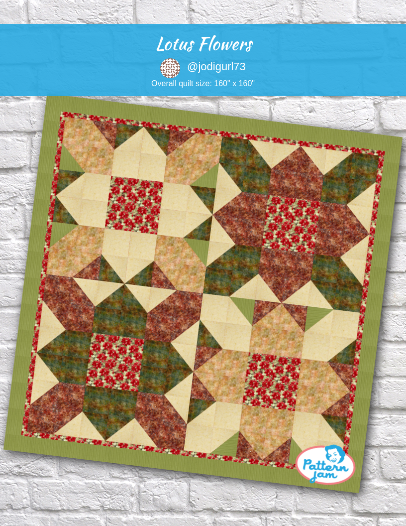 lotus flowers - custom quilt designed by &#64;jodigurl73 using PatternJam quilt design software
