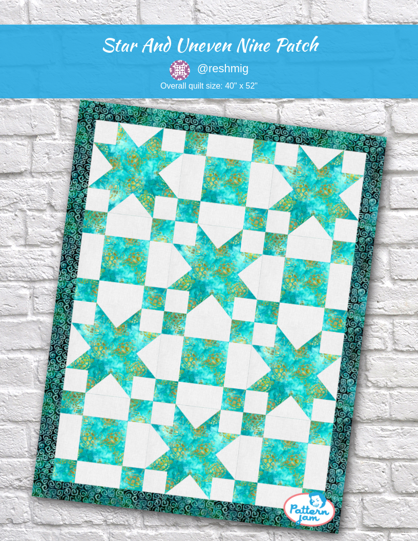 Star and Uneven Nine Patch - custom quilt designed by &#64;reshmig using PatternJam quilt design software