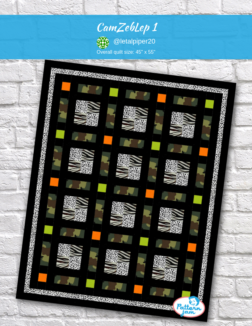 CamZebLep 1 - custom quilt designed by &#64;letalpiper20 using PatternJam quilt design software