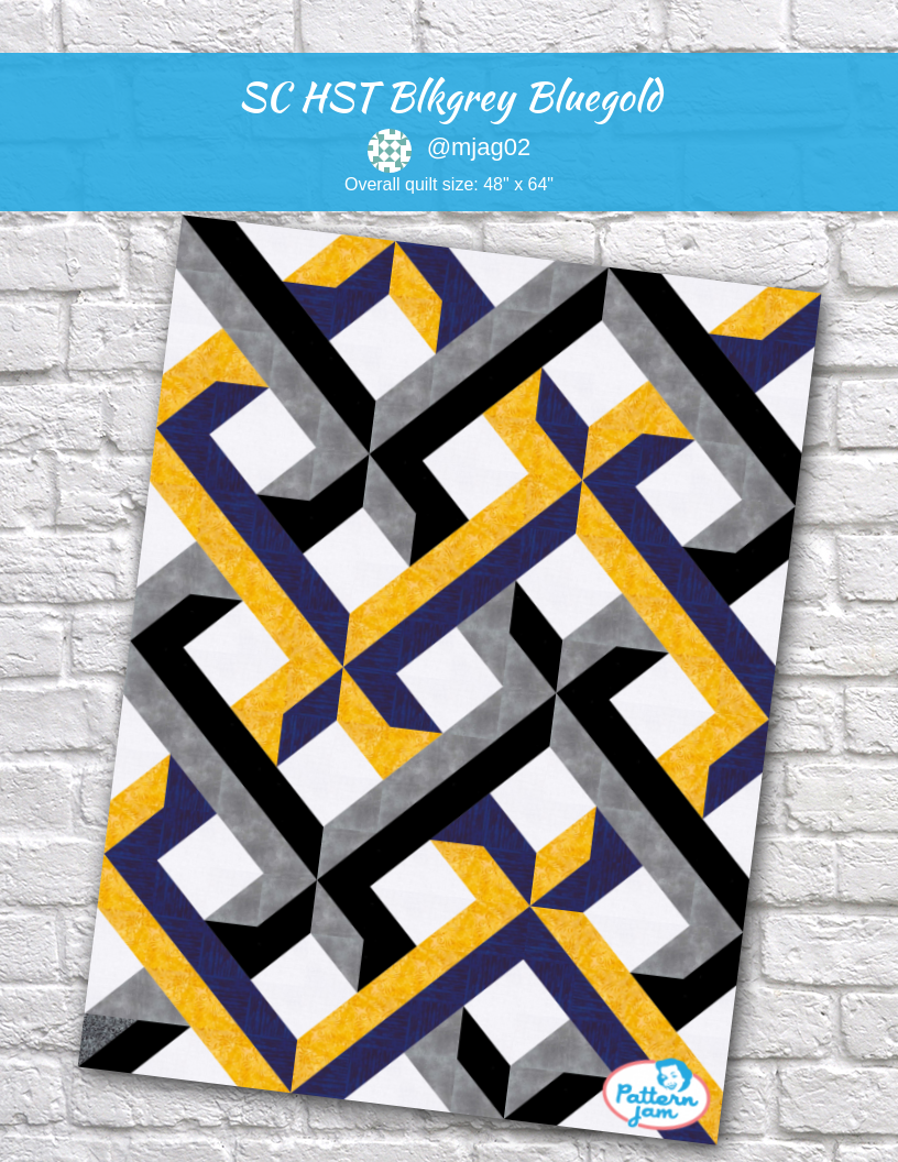 SC HST blkgrey bluegold - custom quilt designed by &#64;mjag02 using PatternJam quilt design software