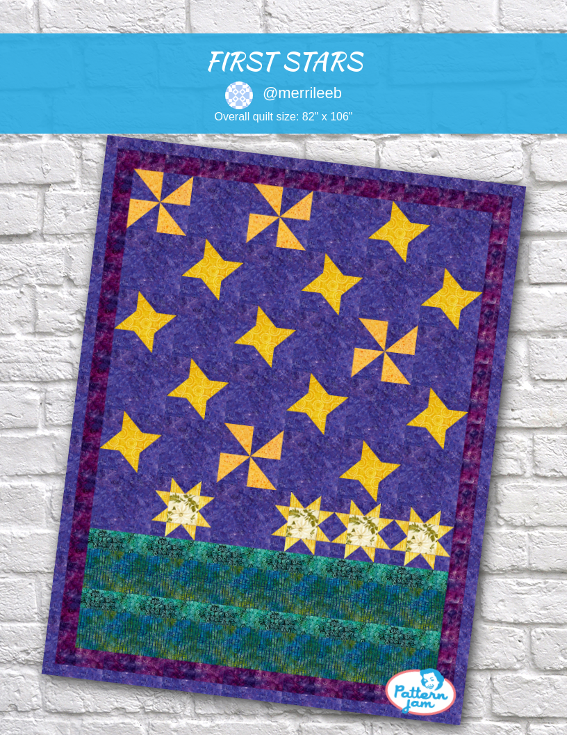 FIRST STARS - custom quilt designed by &#64;merrileeb using PatternJam quilt design software