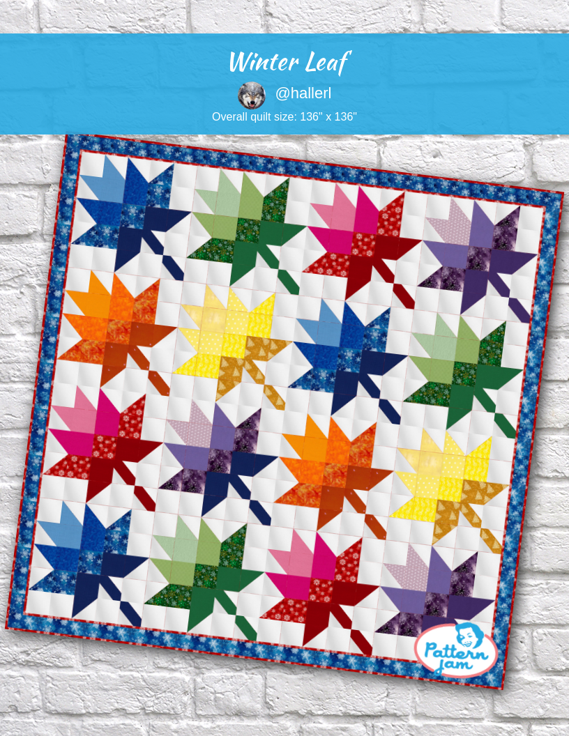 Winter leaf - custom quilt designed by &#64;hallerl using PatternJam quilt design software