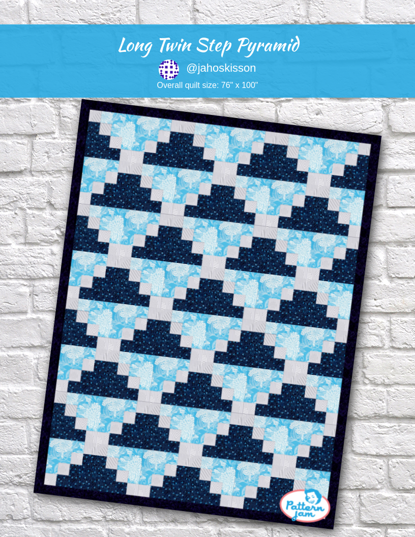 Long Twin Step Pyramid - custom quilt designed by &#64;jahoskisson using PatternJam quilt design software