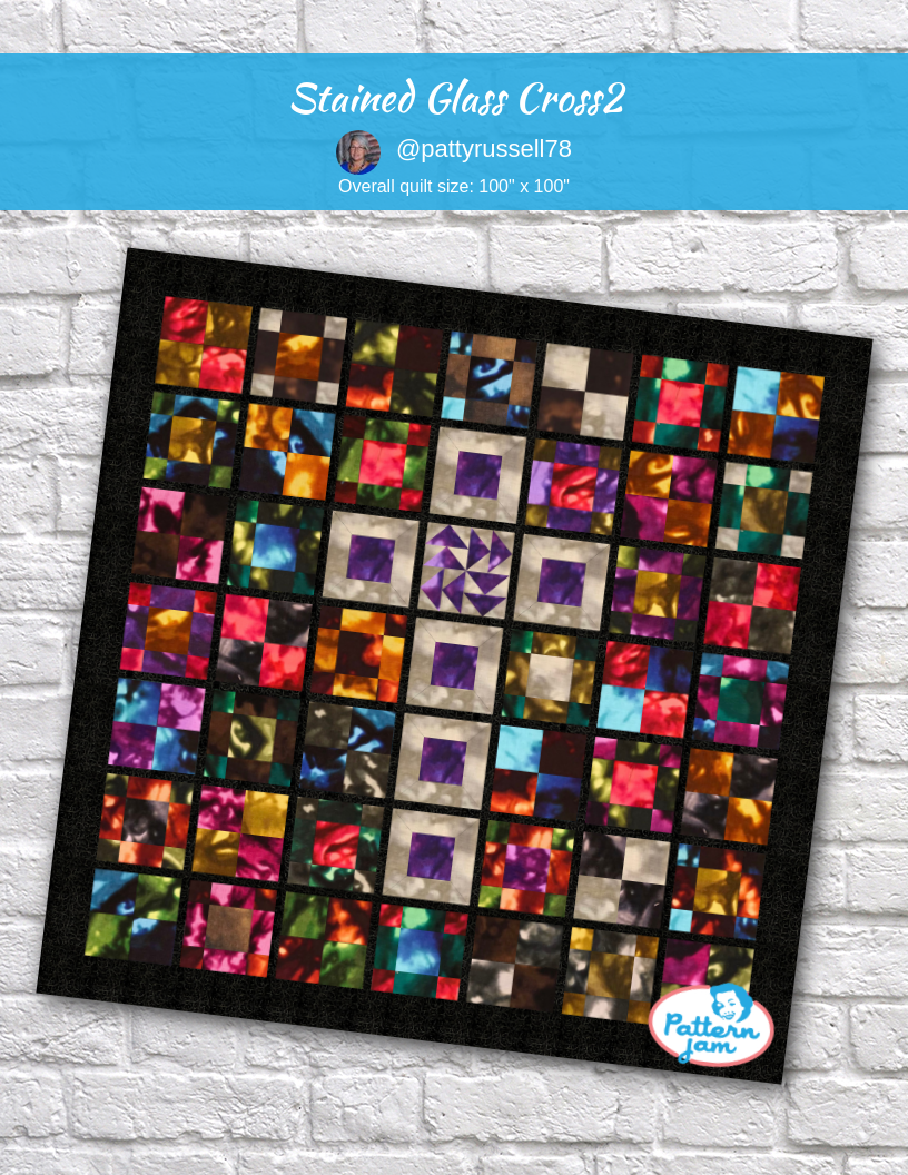 Stained Glass Cross2 - custom quilt designed by &#64;pattyrussell78 using PatternJam quilt design software