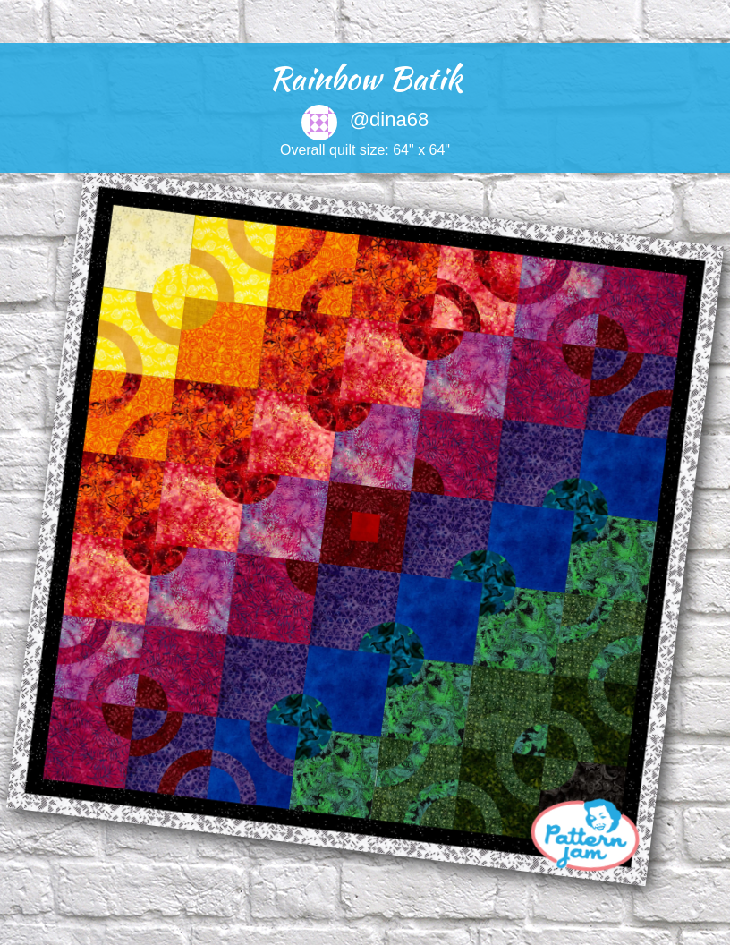 Rainbow Batik - custom quilt designed by &#64;dina68 using PatternJam quilt design software