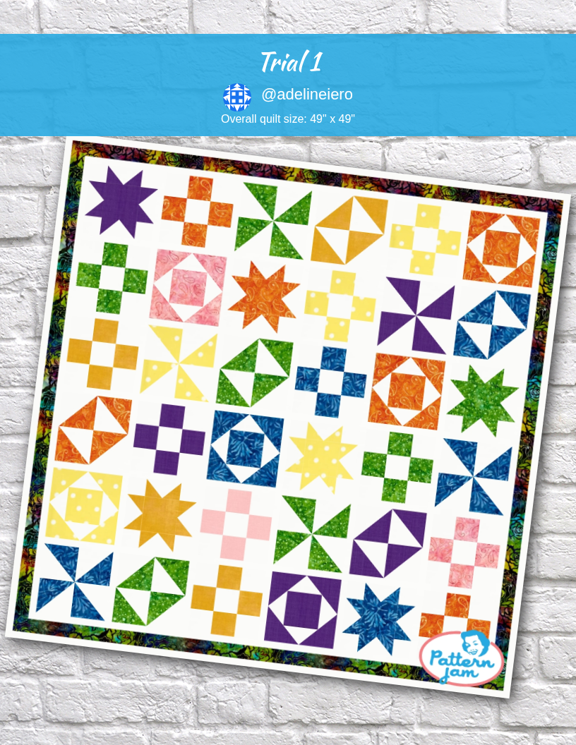 Trial 1 - custom quilt designed by @adelineiero using PatternJam quilt design software