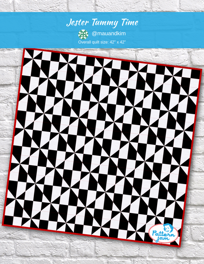 Jester Tummy Time - custom quilt designed by &#64;mauandkim using PatternJam quilt design software