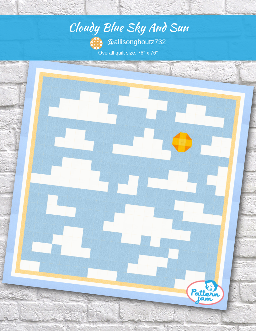 cloudy blue sky and sun - custom quilt designed by &#64;allisonghoutz732 using PatternJam quilt design software