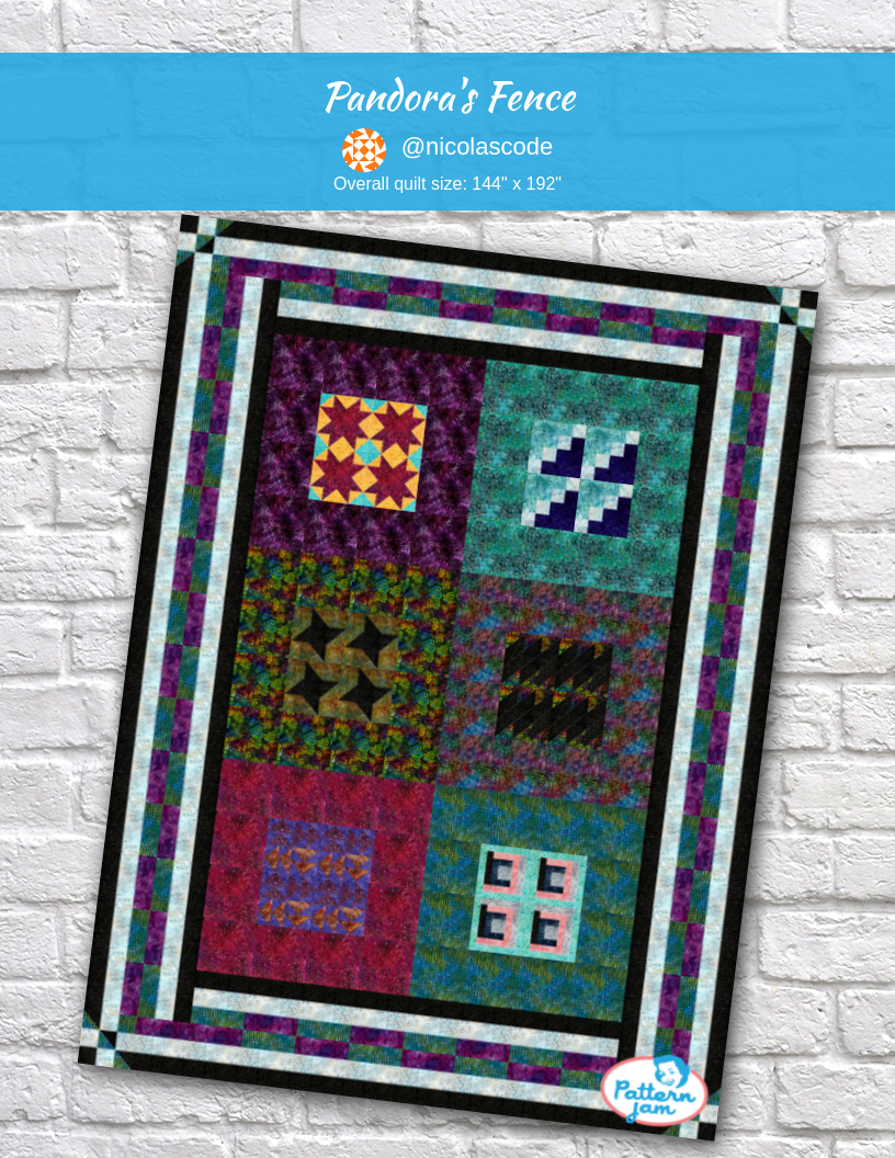 Pandora's Fence - custom quilt designed by &#64;nicolascode using PatternJam quilt design software