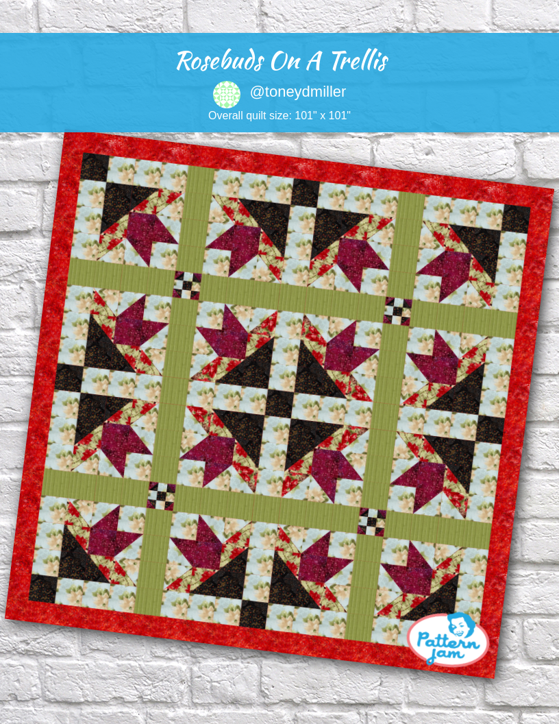 Rosebuds on a Trellis - custom quilt designed by &#64;toneydmiller using PatternJam quilt design software