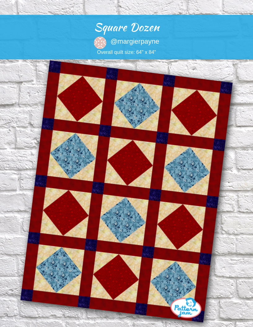 Square Dozen - custom quilt designed by &#64;margierpayne using PatternJam quilt design software