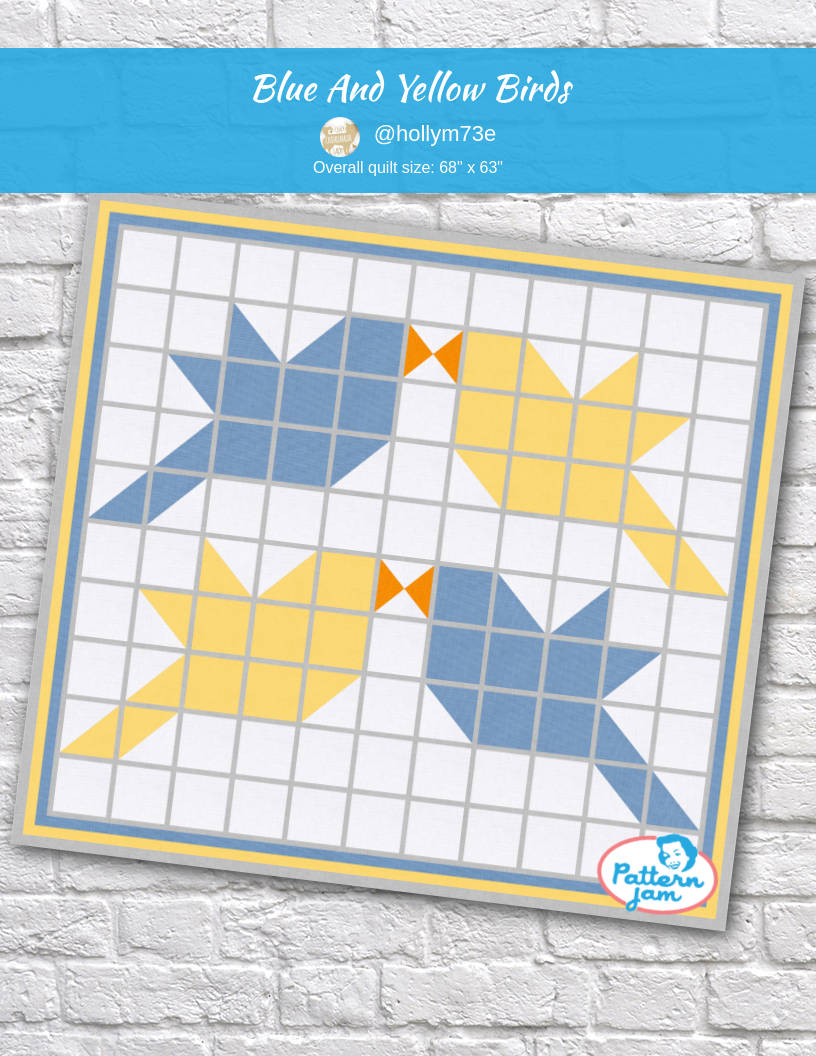 Blue and Yellow Birds - custom quilt designed by &#64;hollym73e using PatternJam quilt design software